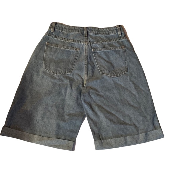 Vintage Wash Denim Longline Tun Up Boyfriend Shorts-Size4 - Picture 10 of 11